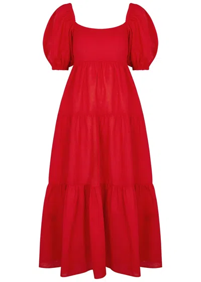 Kitri Gianna Red Linen-blend Maxi Dress