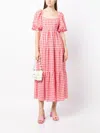 Kitri Gianna Gingham Seersucker Midi Dress In Rot