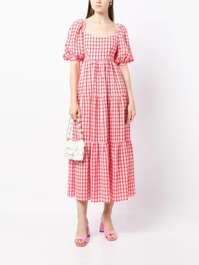 Kitri Gianna Gingham Seersucker Midi Dress In Red