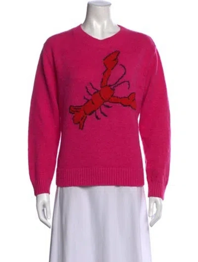 Pre-owned Kitri Graphic Print Crew Neck Sweater In Pink