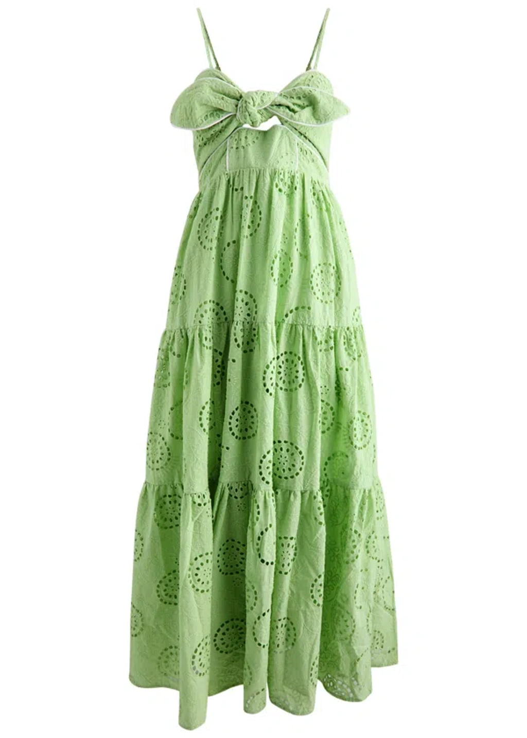 Kitri Immy Embroidered Cotton Maxi Dress In Light Green | ModeSens