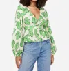 Kitri Irene Top In Green Vine Leaf Print In Green