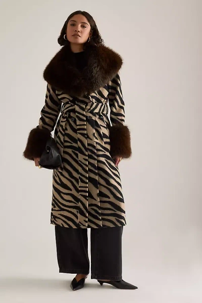 Kitri Lara Zebra Wool-blend Coat In Multi