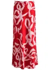 Kitri Layla Printed Satin Maxi Skirt In Red