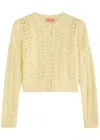 Kitri Matilda Pointelle-knit Cardigan In Yellow