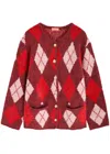Kitri Pandora Argyle-intarsia Knitted Cardigan In Burgundy