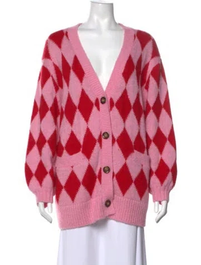 Pre-owned Kitri Patterned V-neck Sweater In Pink