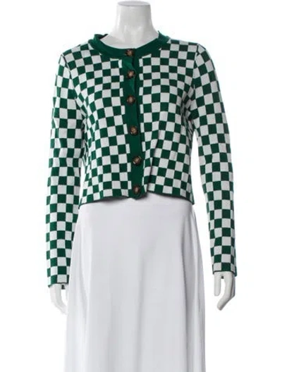 Pre-owned Kitri Plaid Print Crew Neck Sweater In Green