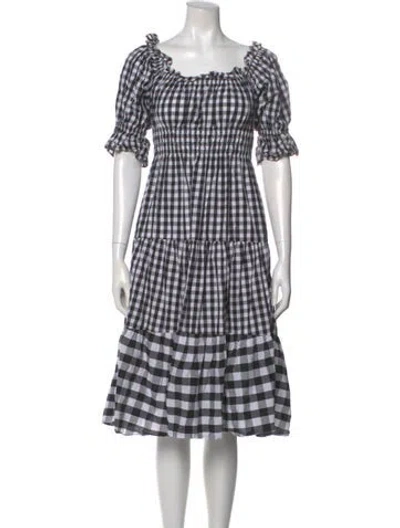 Pre-owned Kitri Plaid Print Midi Length Dress In Multi