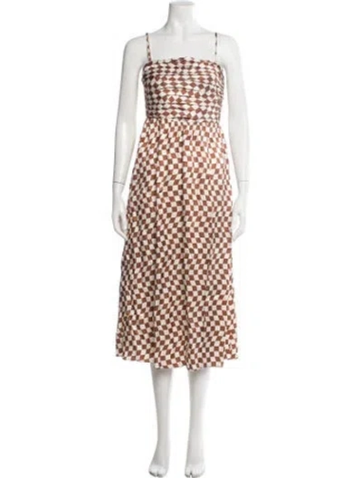 Pre-owned Kitri Plaid Print Midi Length Dress In Multi