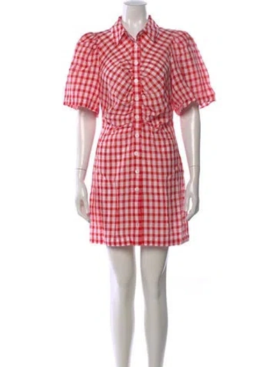 Pre-owned Kitri Plaid Print Mini Dress In Red