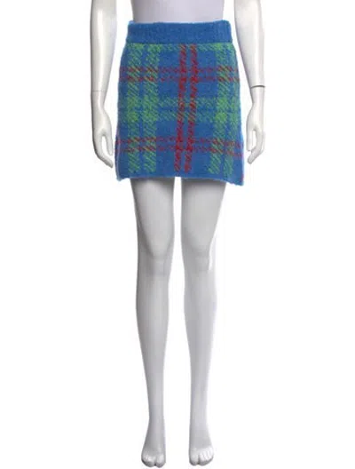 Pre-owned Kitri Plaid Print Mini Skirt In Blue