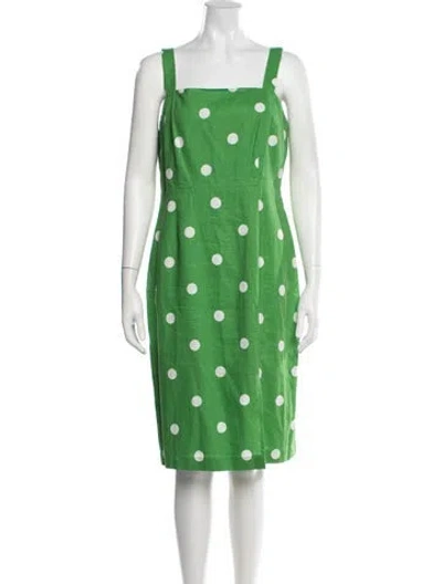 Pre-owned Kitri Polka Dot Print Knee-length Dress In Green