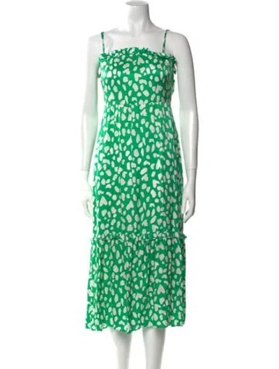 Pre-owned Kitri Printed Long Dress In Green