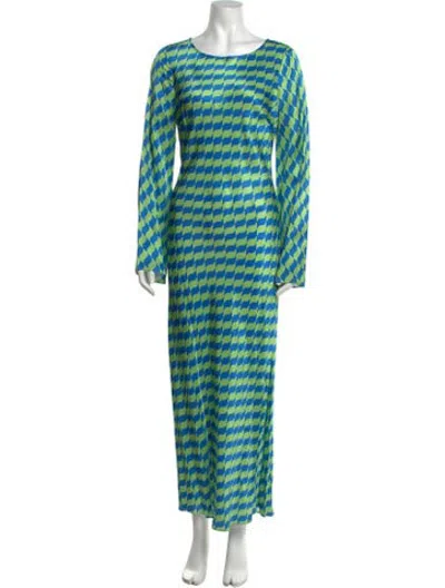 Pre-owned Kitri Printed Long Dress W/ Tags In Blue/green