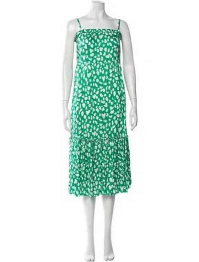 Pre-owned Kitri Printed Midi Length Dress In Green