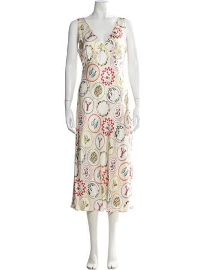 Pre-owned Kitri Printed Midi Length Dress In Neutral