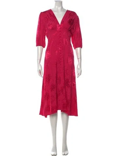 Pre-owned Kitri Printed Midi Length Dress In Pink