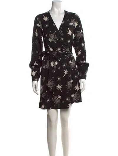 Pre-owned Kitri Printed Mini Dress In Black