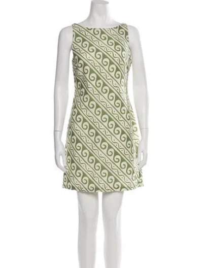 Pre-owned Kitri Printed Mini Dress In Green
