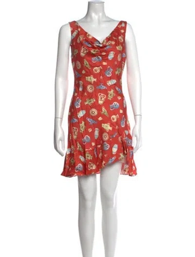 Pre-owned Kitri Printed Mini Dress In Orange