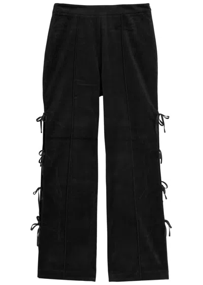 Kitri Rosamund Cut-out Velvet Trousers In Black