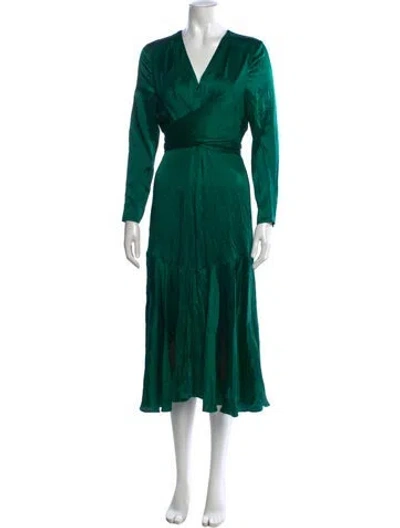 Pre-owned Kitri Silk Midi Length Dress In Green