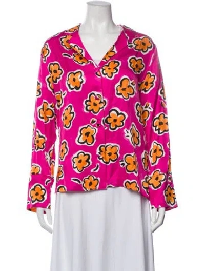 Pre-owned Kitri Silk Printed Evening Jacket In Pink