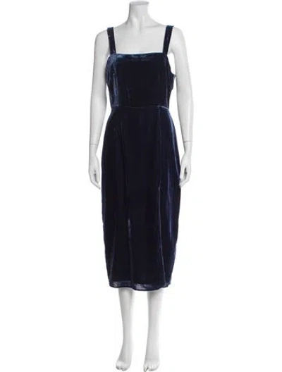 Pre-owned Kitri Square Neckline Midi Length Dress In Blue