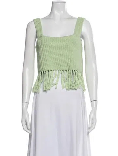 Pre-owned Kitri Square Neckline Sleeveless Crop Top In Green