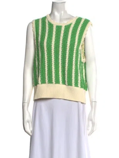 Pre-owned Kitri Striped Crew Neck Sweater In Green