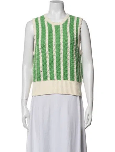 Pre-owned Kitri Striped Crew Neck Top In Green