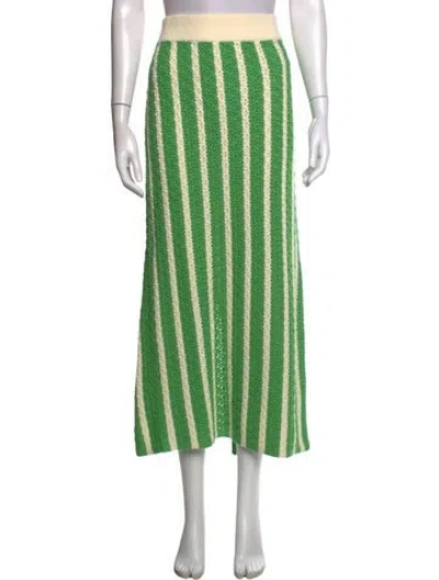 Pre-owned Kitri Striped Long Skirt In Green