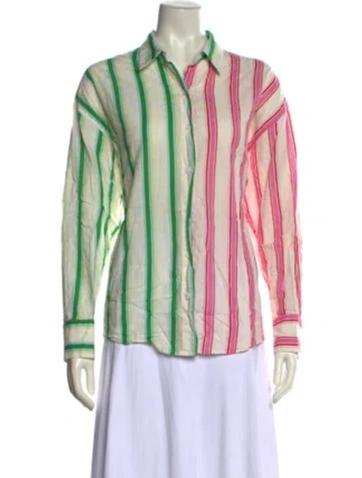 Pre-owned Kitri Striped Long Sleeve Button-up Top In Multi