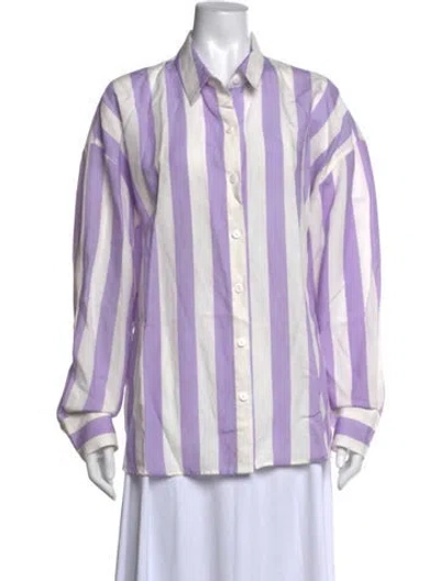 Pre-owned Kitri Striped Long Sleeve Button-up Top In Purple