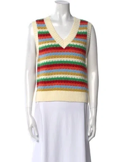 Pre-owned Kitri Striped V-neck Sweater In Neutral