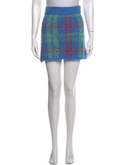 Pre-owned Kitri Tweed Pattern Mini Skirt In Blue
