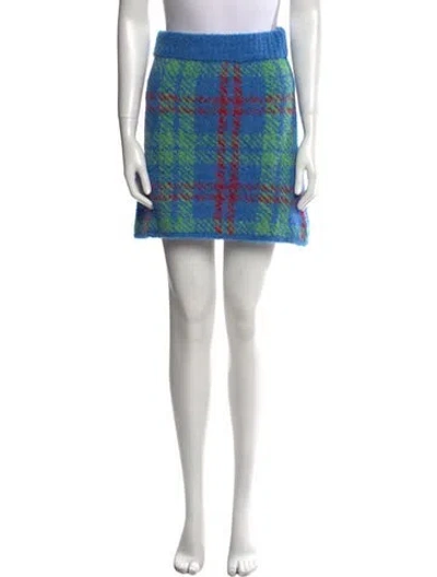 Pre-owned Kitri Tweed Pattern Mini Skirt W/ Tags In Blue