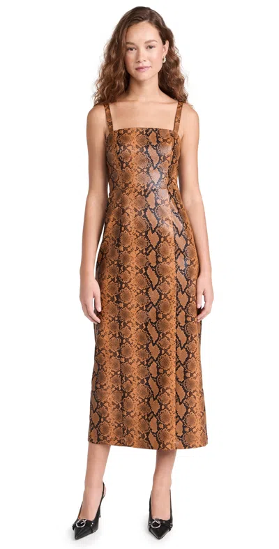 Kitri Ursula Snakeskin Vinyl Dress Caramel Snakeskin Print 12
