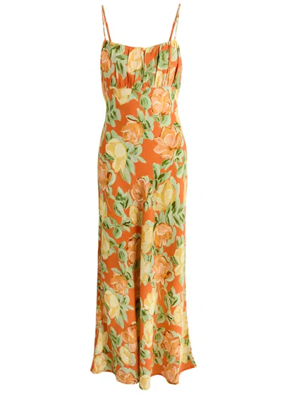 Kitri Velma Floral-print Maxi Dress In Orange