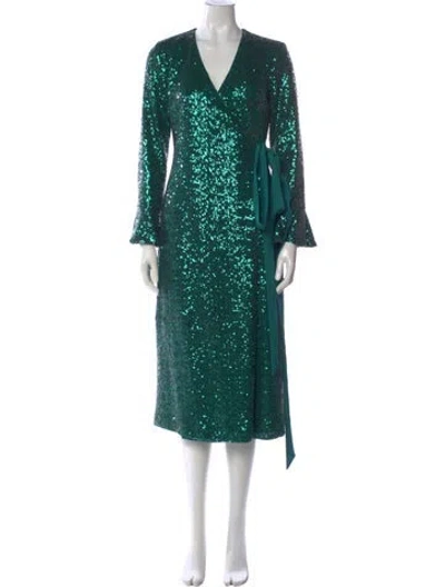Pre-owned Kitri V-neck Knee-length Dress W/ Tags In Green