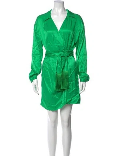 Pre-owned Kitri V-neck Mini Dress In Green