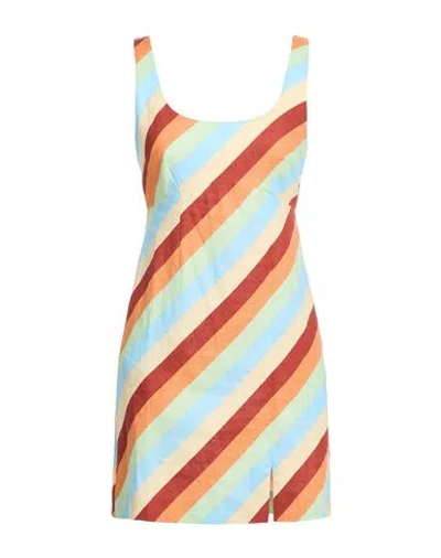 Kitri Woman Mini Dress Beige Size 2 Linen, Viscose In Multi