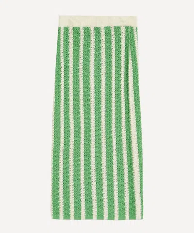 Kitri Women's Delphine Green Stripe Knitted Midi-skirt
