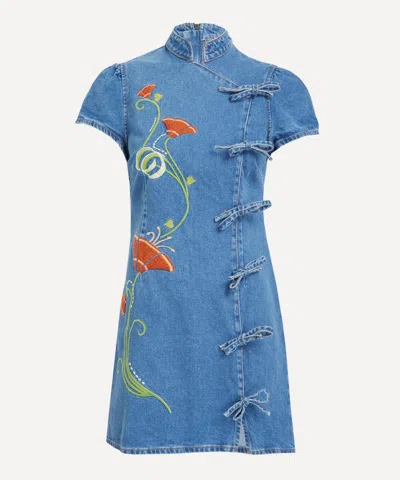 Kitri Women's Harlow Denim Embroidered Mini-dress
