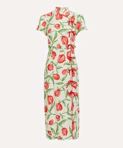 Kitri Women's Leia Ivory Tulip Print Maxi-dress