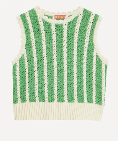 Kitri Women's Marley Green Stripe Knitted Top