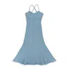 Kits Rib Knit Blue Midi Dres In Blue
