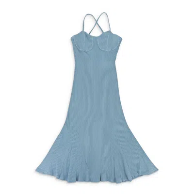 Kits Rib Knit Blue Midi Dres