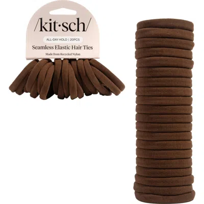 Kitsch 20-piece Seamless Recycled Nylon Hair Tie In Brown